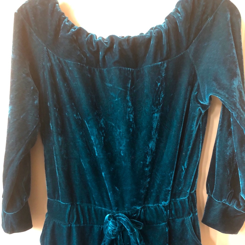Teal Blue Velvet Jumpsuit